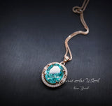 Green Paraiba Tourmaline Necklace Rose Gold coated Sterling Silver Large 4.7 CT Turquoise Green Paraiba Necklace #984