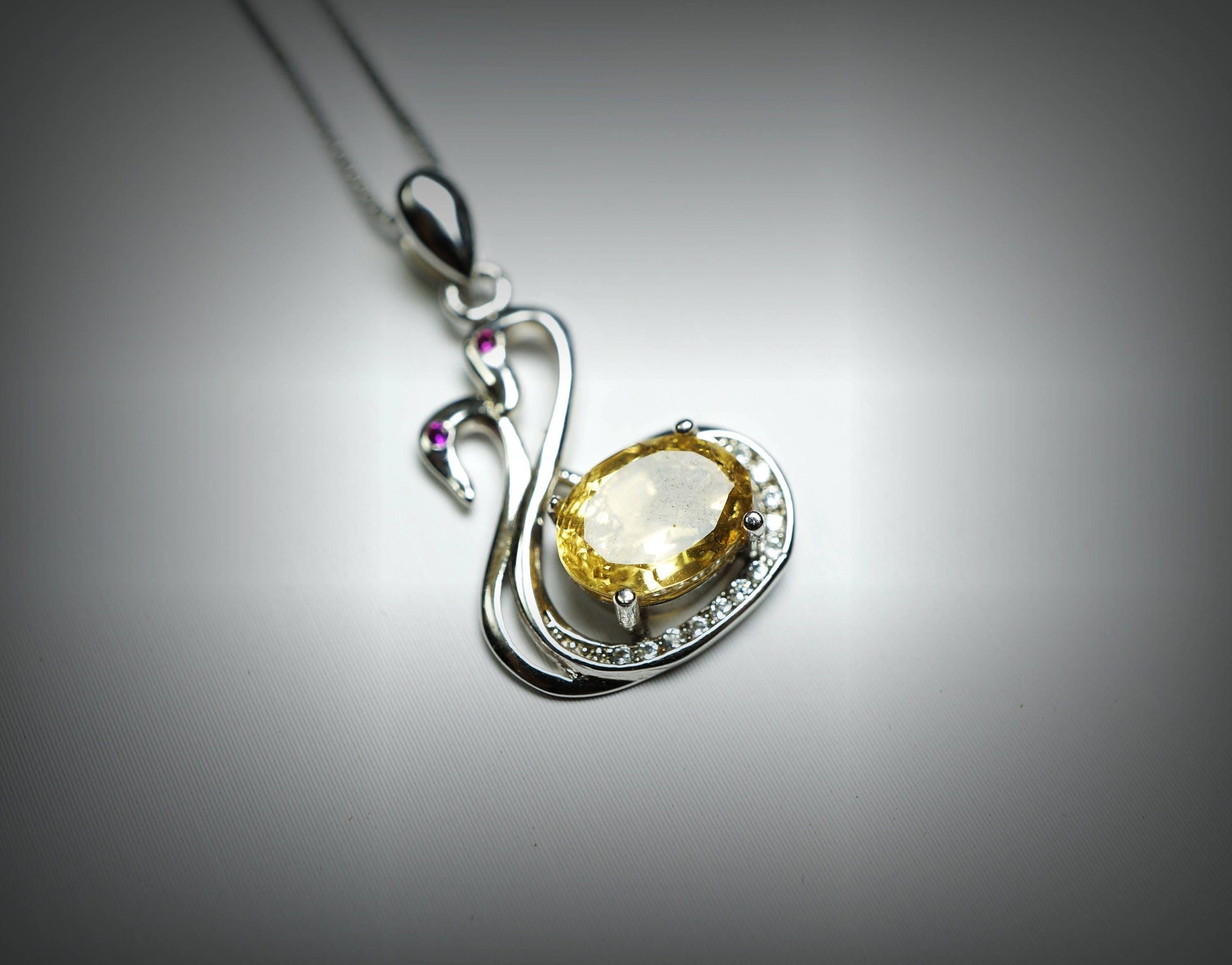 Citrine Necklace - Sterling Silver Coupon Swan Necklace - Chakra Healing Tiny 925 Silver Box Chain Citrine Healing Pendant Yoga Jewelry 1107