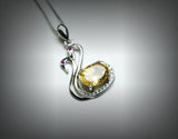 Citrine Necklace - Sterling Silver Coupon Swan Necklace - Chakra Healing Tiny 925 Silver Box Chain Citrine Healing Pendant Yoga Jewelry 1107