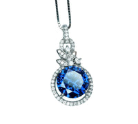 3.8 CT Blue Sapphire Necklace - 18KGP Sterling Silver Flower Petal - September Birthstone - Unique Design Sapphire Pendant #580