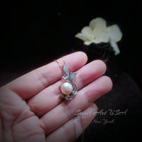 Small Freshwater Pink Pearl Phoenix Necklace Full 925 Sterling Silver 18kgp Bird Pendant Pearl Jewelry #932