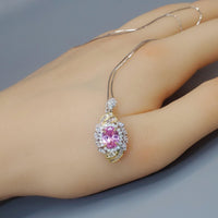 Pink Tourmaline Necklace - Life Spiral 1.8 CT Pink Tourmaline Pendant - Spiritual Gemstone Flower - Double Halo Swirl Infinity Jewelry #734