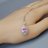 Pink Tourmaline Necklace - Life Spiral 1.8 CT Pink Tourmaline Pendant - Spiritual Gemstone Flower - Double Halo Swirl Infinity Jewelry #734