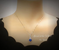 3.8 CT Blue Sapphire Necklace - 18KGP Sterling Silver Flower Petal - September Birthstone - Unique Design Sapphire Pendant #580