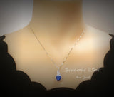 3.8 CT Blue Sapphire Necklace - 18KGP Sterling Silver Flower Petal - September Birthstone - Unique Design Sapphire Pendant #580