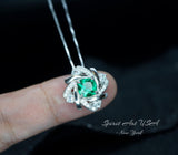 Tiny Square Emerald Necklace - 18kgp @ Sterling Silver - Gemstone Windmill Necklace - Mini Green Emerald Jewelry #304