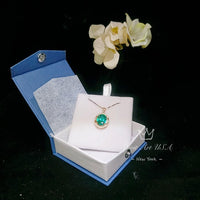 Green Paraiba Tourmaline Necklace Rose Gold coated Sterling Silver Large 4.7 CT Turquoise Green Paraiba Necklace #984