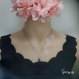 Blue Sapphire Necklace - Sterling Silver Flower Pendant, Oval 3 Ct Blue Sapphire Gemstone Jewelry #391