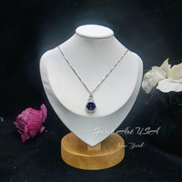 3.8 CT Blue Sapphire Necklace - 18KGP Sterling Silver Flower Petal - September Birthstone - Unique Design Sapphire Pendant #580