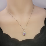 Pink Tourmaline Necklace - Life Spiral 1.8 CT Pink Tourmaline Pendant - Spiritual Gemstone Flower - Double Halo Swirl Infinity Jewelry #734