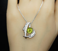 Genuine Peridot Necklace Angel Wing Necklace 18KGP @ Sterling Silver - August Birthstone - Natural Protective Green Gemstone Jewelry #911