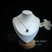 Tiny Square Emerald Necklace - 18kgp @ Sterling Silver - Gemstone Windmill Necklace - Mini Green Emerald Jewelry #304