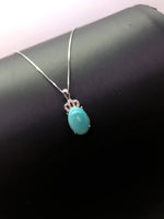 Natural blue amazonite necklace, sterling silver Diamond Crown Pendant 1032