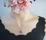 Genuine Amethyst Necklace Luxury February Birthstone White Gold Sterling Silver Milky Way Spiral Galaxy Energy Vortexes Windmill 3 CT #1087