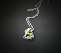 Genuine Peridot Necklace Angel Wing Necklace 18KGP @ Sterling Silver - August Birthstone - Natural Protective Green Gemstone Jewelry #911