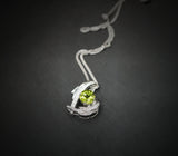 Genuine Peridot Necklace Angel Wing Necklace 18KGP @ Sterling Silver - August Birthstone - Natural Protective Green Gemstone Jewelry #911