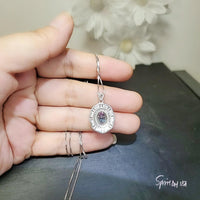 Large Oval Mystic Topaz Necklace - Sterling Silver Rainbow Topaz Pendant #550