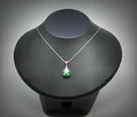 Teardrop Diopside Necklace Sterling Silver 5 CT Green Pendant 18k White Gold Plated Tiny Pear Ruby Jewelry May Birthstone #778