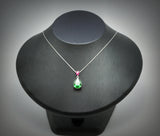 Teardrop Diopside Necklace Sterling Silver 5 CT Green Pendant 18k White Gold Plated Tiny Pear Ruby Jewelry May Birthstone #778