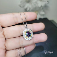 Large Oval Mystic Topaz Necklace - Sterling Silver Rainbow Topaz Pendant #550