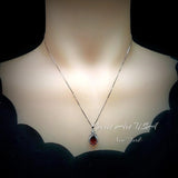 Garnet Necklace - 18KGP @ Sterling Silver - Dainty Garnet Pendant - January Birthstone - Pear Cut Garnet Jewelry
