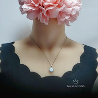Rose Gold Opal Necklace Gemstone Halo Sunflower White Opal Pendant Sterling Silver Princess Diana Style Jewelry #209