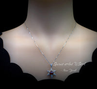 Gemstone Star Red Garnet Necklace - 18KGP Sterling Silver - 6 Point Star Garnet Pendant - 2CT Hexagram Red Garnet Jewelry #876