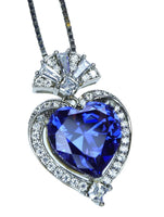 4 CT Tanzanite Heart Necklace - White gold coated Sterling Silver - Deep blue heart Pendant - Lab Created Energic Tanzanite Jewelry #573