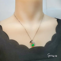 Money Pouch Emerald Jade Necklace - 18KGP @ Sterling Silver - Green Jade Pendant #323