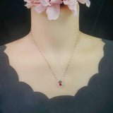 Tiny Ruby Necklace Horseshoe Style - 18KGP @ Sterling Silver - July Birthstone - One necklace two wearing - Minimalist Ruby Jewelry #188
