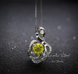 Genuine Peridot Necklace - Swan Necklace - Natural Green Peridot Pendant - 18KGP @ Sterling Silver - August Birthstone #971