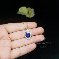 4 CT Tanzanite Heart Necklace - White gold coated Sterling Silver - Deep blue heart Pendant - Lab Created Energic Tanzanite Jewelry #573
