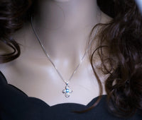 Topaz Cross Necklace - 18KGP @ Sterling Silver - Cross Flower - Blue Topaz Necklace - Blue Topaz pendant - Blue Topaz jewelry #239