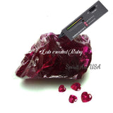 Pigeon Blood Ruby Necklace - Square Scisson Cut Red Ruby Pendant - 18KGP Sterling Silver Floral Design Three petal flower #412