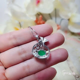 Money Pouch Emerald Jade Necklace - 18KGP @ Sterling Silver - Green Jade Pendant #323