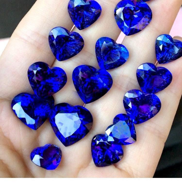 Tanzanite Necklace - White gold coated Sterling Silver - 4 CT Deep blue heart of the ocean Pendant - Lab Created Tanzanite Jewelry #573