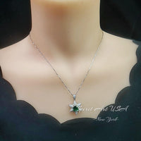 Diamond Star Emerald Necklace - 18KGP & Sterling Silver - Luxury 6 Point Star Pendant - Green Emerald Jewelry - Hexagram Celestial Art Deco
