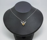 Sterling Silver Round Citrine Necklace - Deer Antler Pendant - November Birthstone - Angel Wing Round Cut 2 CT Natural Citrine Jewelry #372