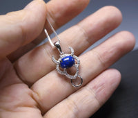 Lapis Lazuli Necklace, Sterling Silver Buffalo Minimalist Animal Silver Bull Jewelry Dainty Ox Natural Blue Lapis Lazuli Choker #235