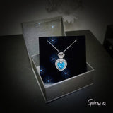 Large Blue Topaz Heart Necklace Full Sterling Silver Ocean Heart of the Ocean My Heart Will Go ON Topaz Pendant 1101