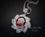 Large Garnet Spiral Necklace Gold coat Sterling Silver Gemstone Milky Way Spiral Galaxy Energy Vortexes Windmill Garnet Pendant 2.8 CT #854