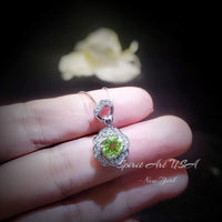 Genuine Peridot Necklace - Green Peridot Rose Flower Style - 18kgp Sterling Silver - Dainty Natural Green Peridot Pendant #454