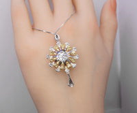 Natural Large White Pearl Necklace, 18KGP @ Sterling Silver - Sunflower Sun Sunshine Style Fresh water Pearl Jewelry #640