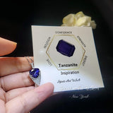 Large Trillion Cut Blue Tanzanite Necklace - 18KGP Sterling Silver - Protective Queen's Guard Sword Pendant - December Birthstone #766