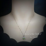 Genuine Peridot Necklace - Green Peridot Rose Flower Style - 18kgp Sterling Silver - Dainty Natural Green Peridot Pendant #454