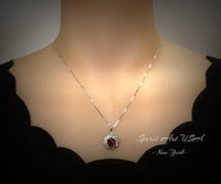 Large Garnet Spiral Necklace Gold coat Sterling Silver Gemstone Milky Way Spiral Galaxy Energy Vortexes Windmill Garnet Pendant 2.8 CT #854