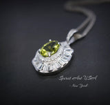Genuine Peridot Necklace - Natural Green Pendant - 18KGP @ Sterling Silver - August Birthstone - Gemstone Lotus Flower Necklace #591