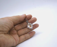 Genuine Citrine Necklace Sterling Silver Flower 2.1 CT Yellow Gemstone Pendant November Birthstone 18kgp #716