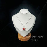 Gemstone Star Sunstone Necklace 18KGP & Sterling Silver - 6 Point Star Pendant - Orange Spessartite Jewelry -Hexagram Art Deco #822
