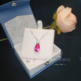 Royal Flower Pink Sapphire Necklace - 5 Ct Large Fuchsia Sapphire Pendant - Sterling Silver Pink Topaz Jewelry #787